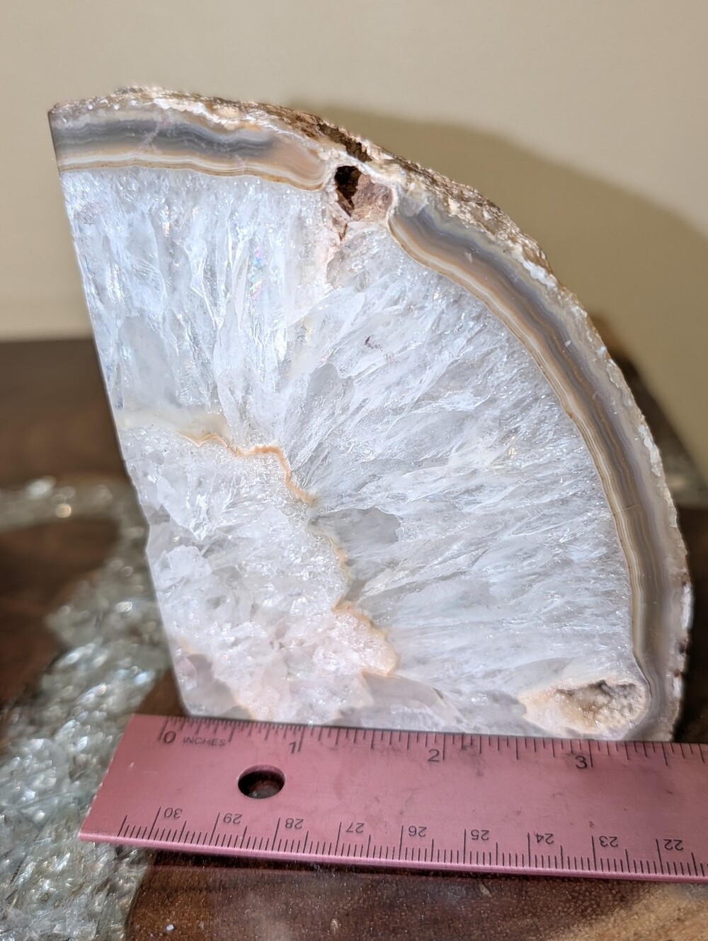 Agate Geode Polished Sections 3pc Set in Natural Shades of Greys & Golds - Picture 11 of 13